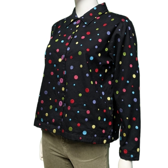 Studio Works Black Polka Dot Long Sleeve, PM - Picture 5 of 7